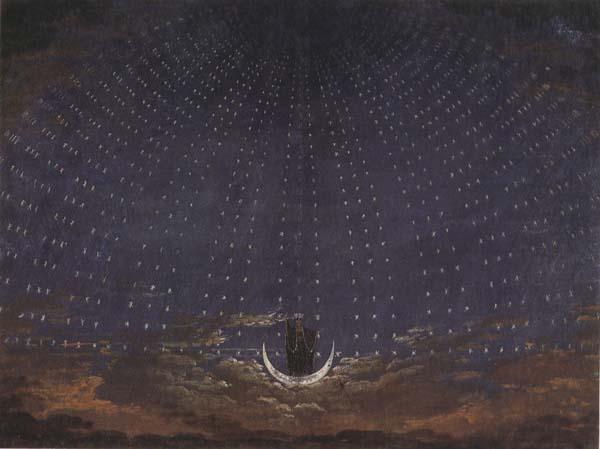 Karl friedrich schinkel Set Design for The Magic Flute:Starry Sky for the Queen of the Night (mk45) oil painting image